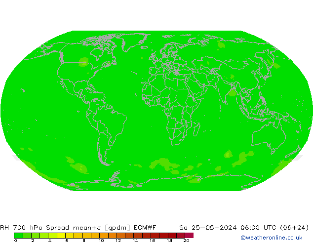 RH 700 hPa Spread ECMWF  25.05.2024 06 UTC