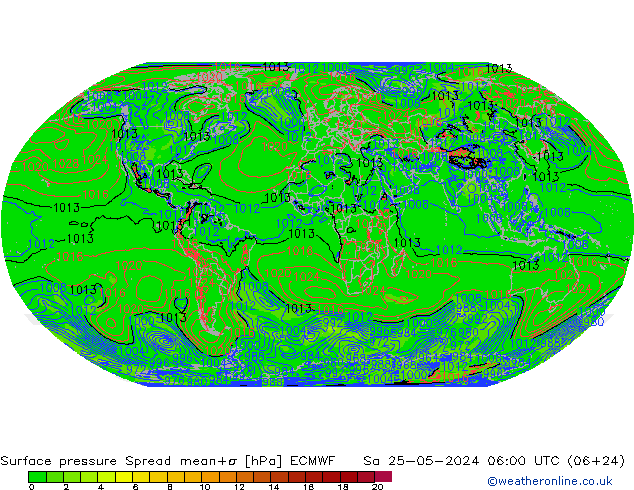 Bodendruck Spread ECMWF Sa 25.05.2024 06 UTC