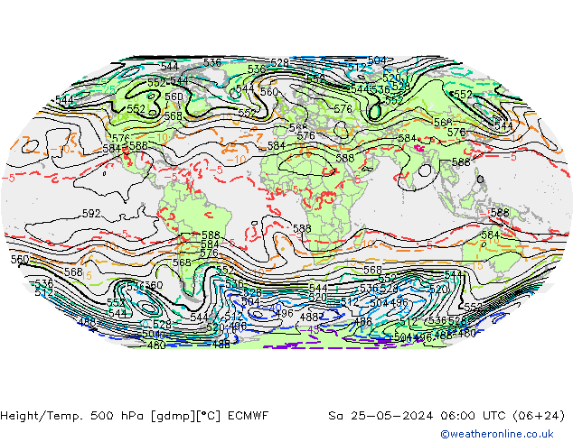 Yükseklik/Sıc. 500 hPa ECMWF Cts 25.05.2024 06 UTC