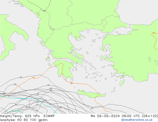 Height/Temp. 925 hPa ECMWF śro. 29.05.2024 06 UTC