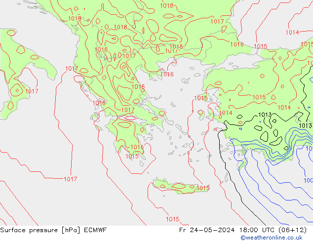 ciśnienie ECMWF pt. 24.05.2024 18 UTC