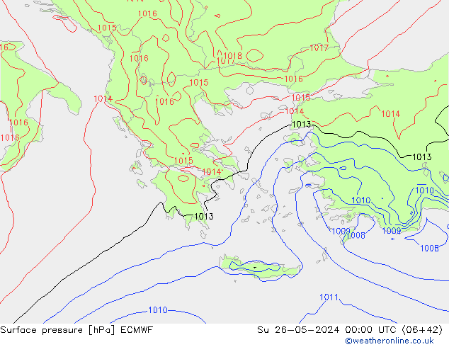 Atmosférický tlak ECMWF Ne 26.05.2024 00 UTC