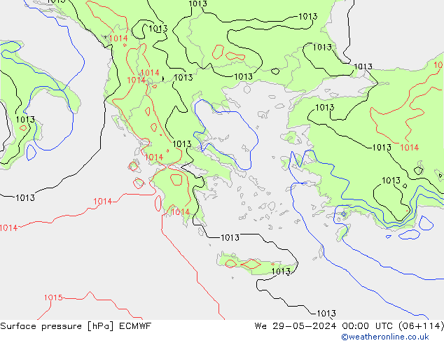 pressão do solo ECMWF Qua 29.05.2024 00 UTC