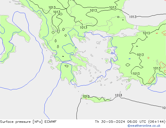 Atmosférický tlak ECMWF Čt 30.05.2024 06 UTC