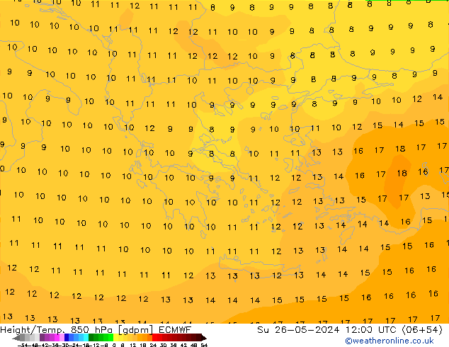 Height/Temp. 850 hPa ECMWF Su 26.05.2024 12 UTC