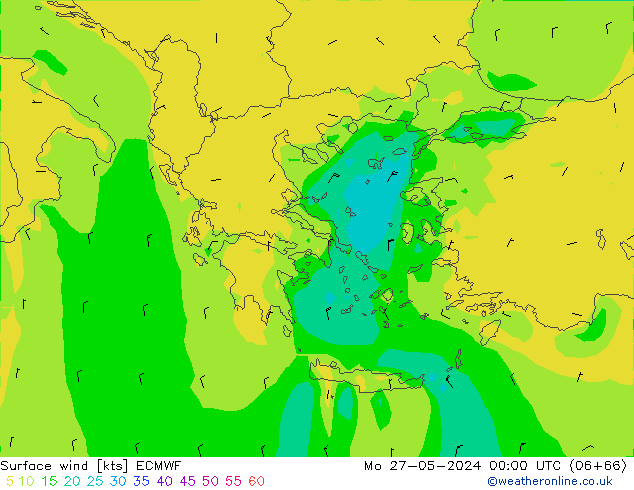 Surface wind ECMWF Po 27.05.2024 00 UTC