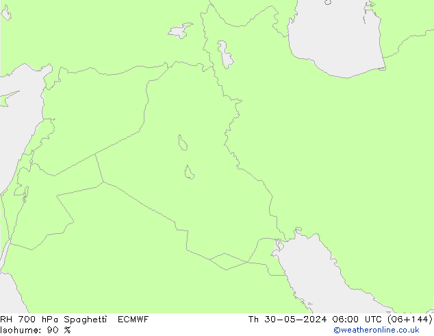 RH 700 hPa Spaghetti ECMWF Th 30.05.2024 06 UTC