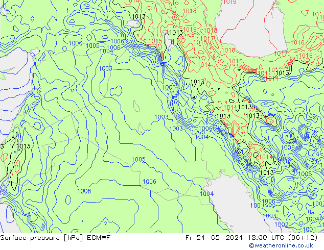 Surface pressure ECMWF Fr 24.05.2024 18 UTC