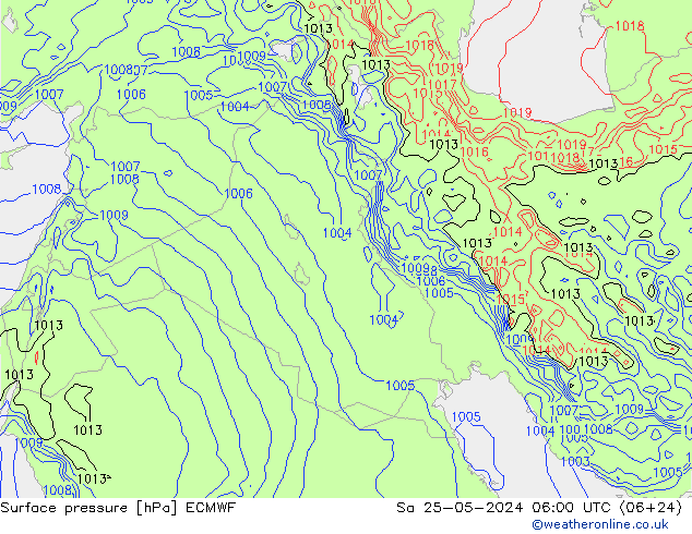 pressão do solo ECMWF Sáb 25.05.2024 06 UTC