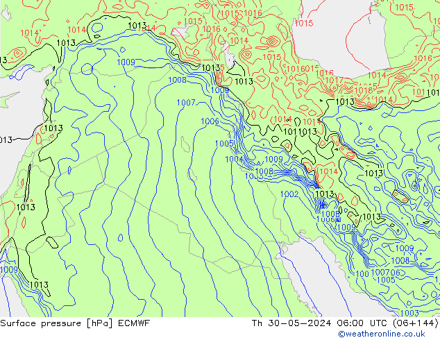 Luchtdruk (Grond) ECMWF do 30.05.2024 06 UTC