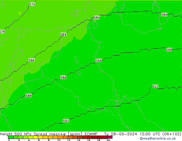 Height 500 hPa Spread ECMWF Tu 28.05.2024 12 UTC