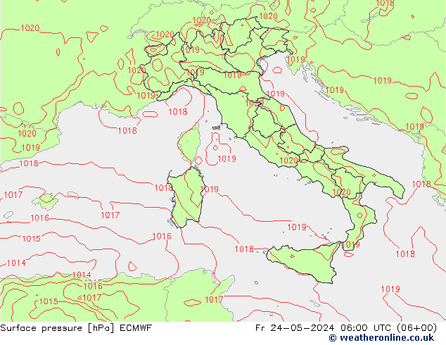 Yer basıncı ECMWF Cu 24.05.2024 06 UTC