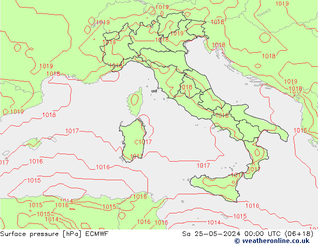 Surface pressure ECMWF Sa 25.05.2024 00 UTC