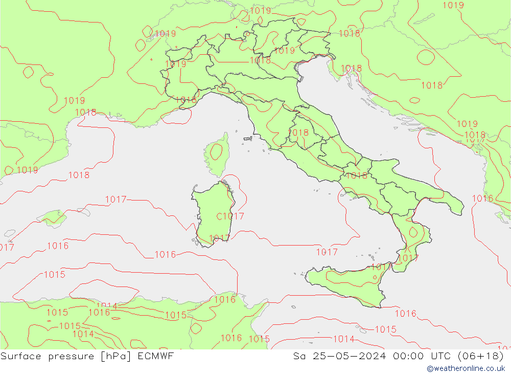 Yer basıncı ECMWF Cts 25.05.2024 00 UTC