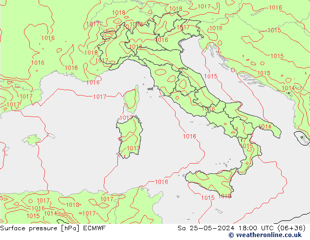 Surface pressure ECMWF Sa 25.05.2024 18 UTC