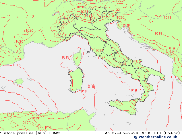 Presión superficial ECMWF lun 27.05.2024 00 UTC