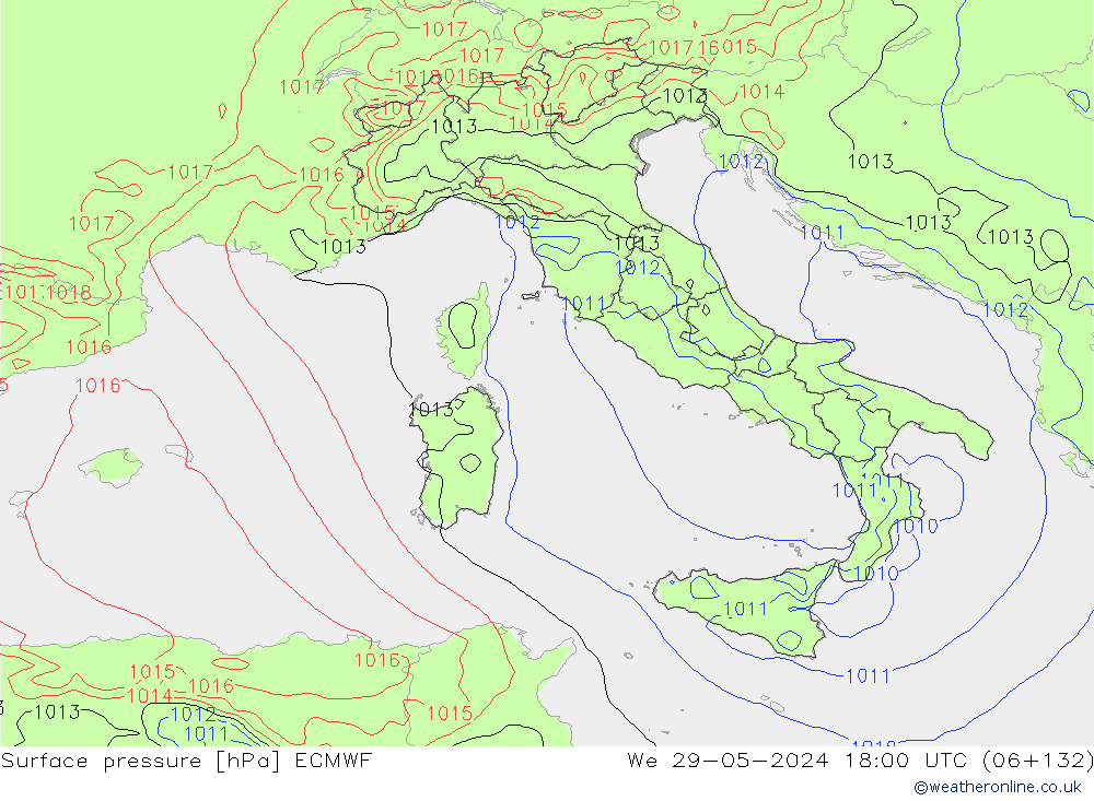 Surface pressure ECMWF We 29.05.2024 18 UTC