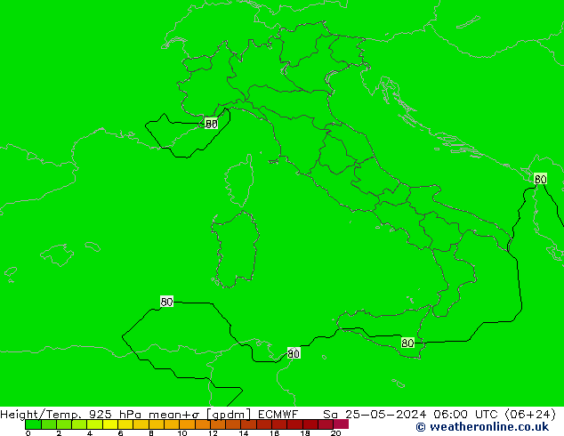 Height/Temp. 925 гПа ECMWF сб 25.05.2024 06 UTC