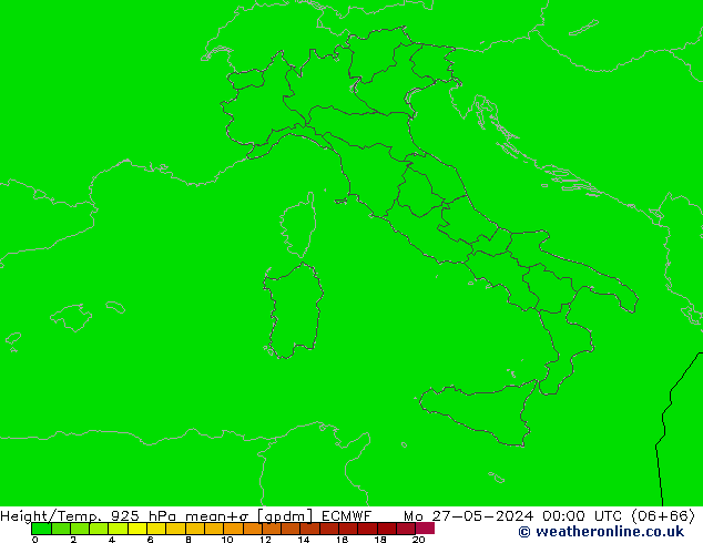 Height/Temp. 925 hPa ECMWF Mo 27.05.2024 00 UTC