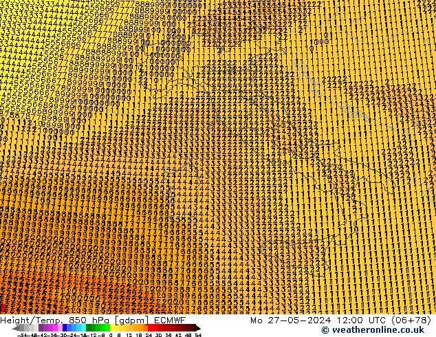 Yükseklik/Sıc. 850 hPa ECMWF Pzt 27.05.2024 12 UTC