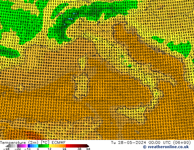 карта температуры ECMWF вт 28.05.2024 00 UTC