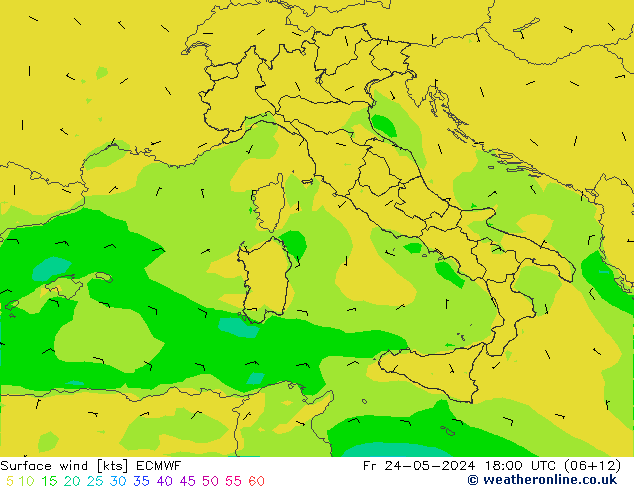 Wind 10 m ECMWF vr 24.05.2024 18 UTC