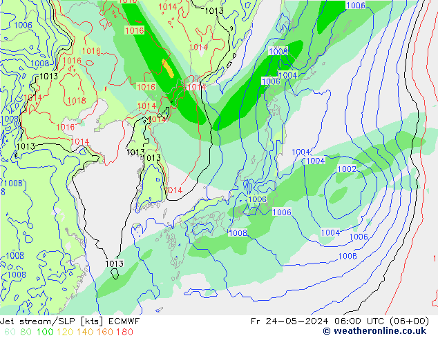 джет/приземное давление ECMWF пт 24.05.2024 06 UTC