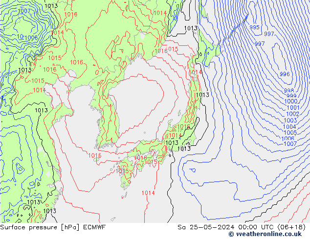 Surface pressure ECMWF Sa 25.05.2024 00 UTC