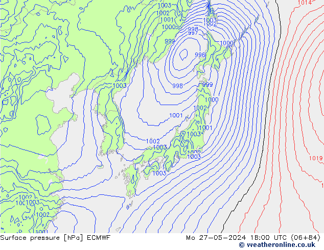 Surface pressure ECMWF Mo 27.05.2024 18 UTC