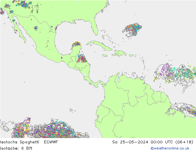 Isotachs Spaghetti ECMWF Sa 25.05.2024 00 UTC