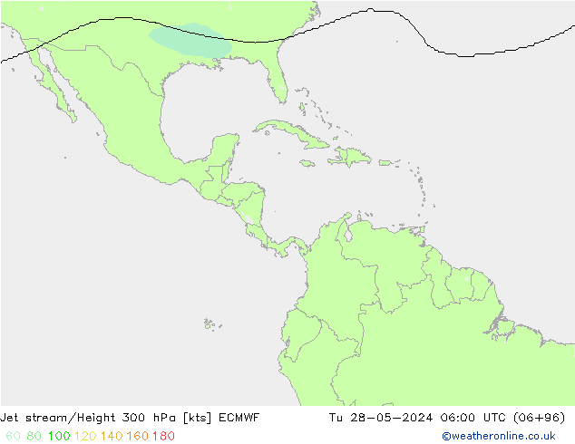 Jet stream/Height 300 hPa ECMWF Tu 28.05.2024 06 UTC