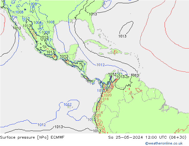 Atmosférický tlak ECMWF So 25.05.2024 12 UTC