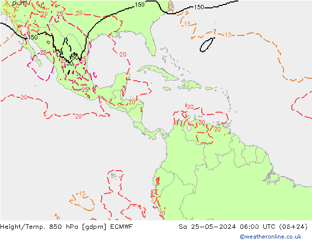 Yükseklik/Sıc. 850 hPa ECMWF Cts 25.05.2024 06 UTC