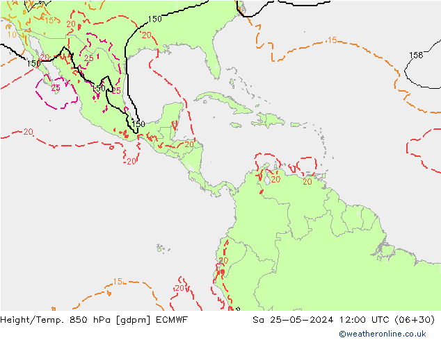 Yükseklik/Sıc. 850 hPa ECMWF Cts 25.05.2024 12 UTC