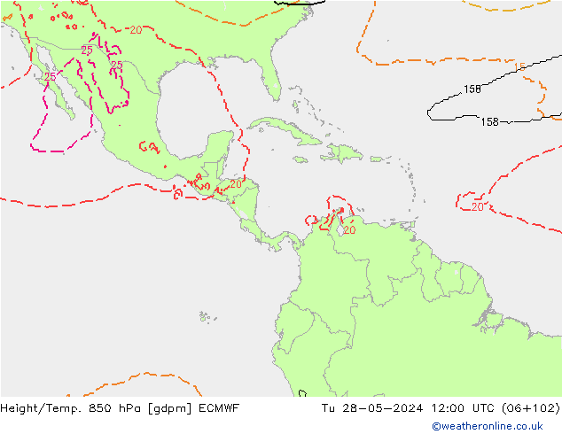 Height/Temp. 850 hPa ECMWF  28.05.2024 12 UTC
