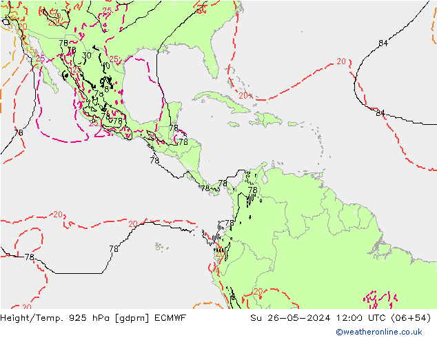 Height/Temp. 925 гПа ECMWF Вс 26.05.2024 12 UTC