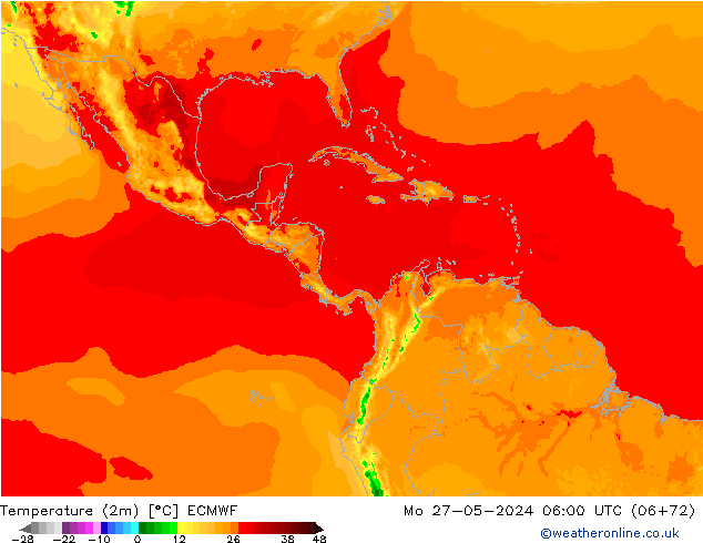 Temperature (2m) ECMWF Mo 27.05.2024 06 UTC