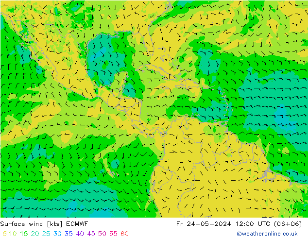 Viento 10 m ECMWF vie 24.05.2024 12 UTC