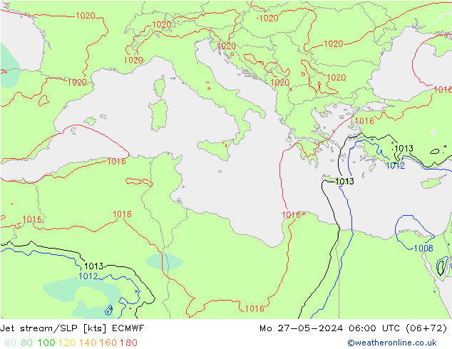 Corrente a getto ECMWF lun 27.05.2024 06 UTC