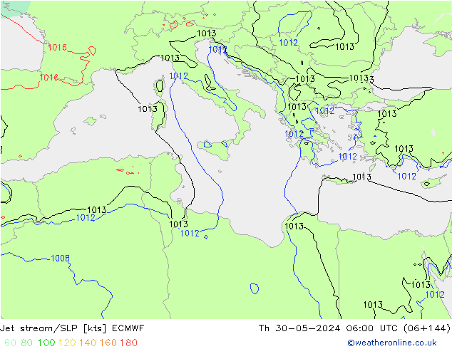 Jet stream/SLP ECMWF Th 30.05.2024 06 UTC