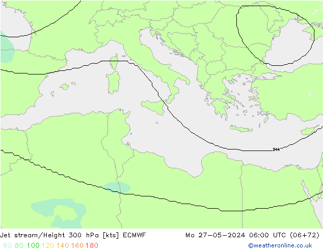 Prąd strumieniowy ECMWF pon. 27.05.2024 06 UTC