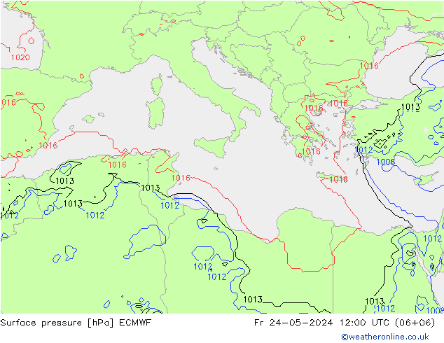 Atmosférický tlak ECMWF Pá 24.05.2024 12 UTC