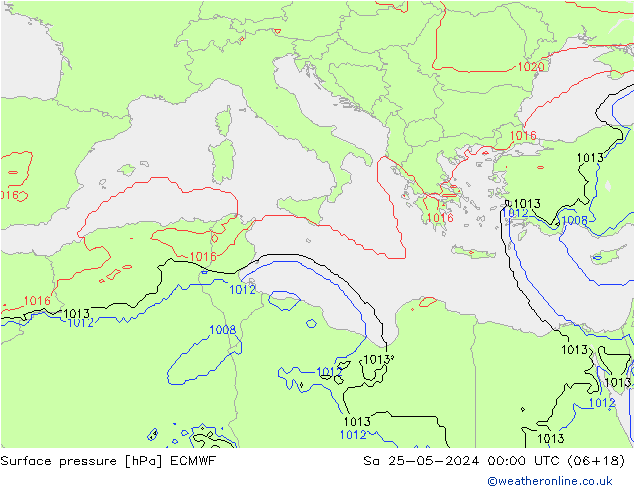 Surface pressure ECMWF Sa 25.05.2024 00 UTC