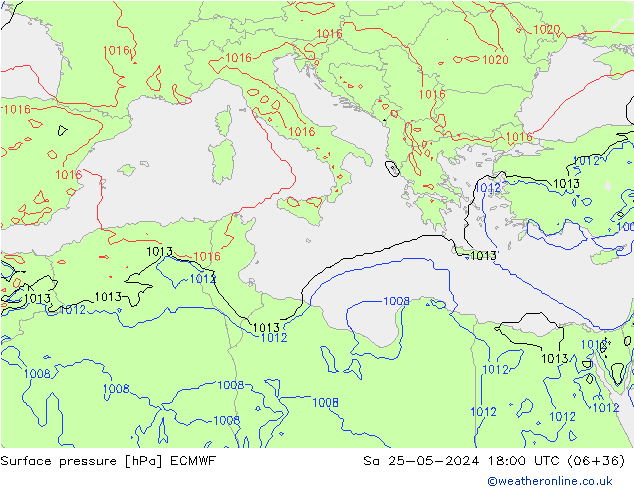 Surface pressure ECMWF Sa 25.05.2024 18 UTC