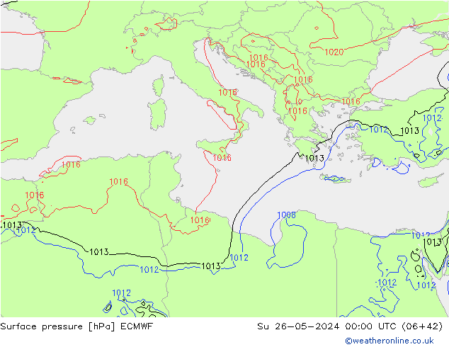 Atmosférický tlak ECMWF Ne 26.05.2024 00 UTC