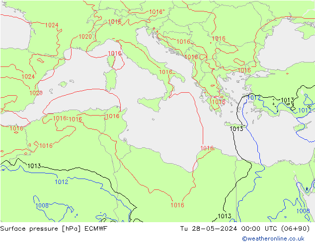 Presión superficial ECMWF mar 28.05.2024 00 UTC