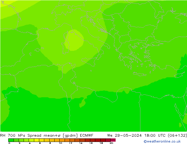 RH 700 hPa Spread ECMWF  29.05.2024 18 UTC