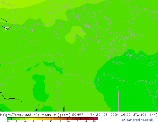 Height/Temp. 925 hPa ECMWF Th 30.05.2024 06 UTC