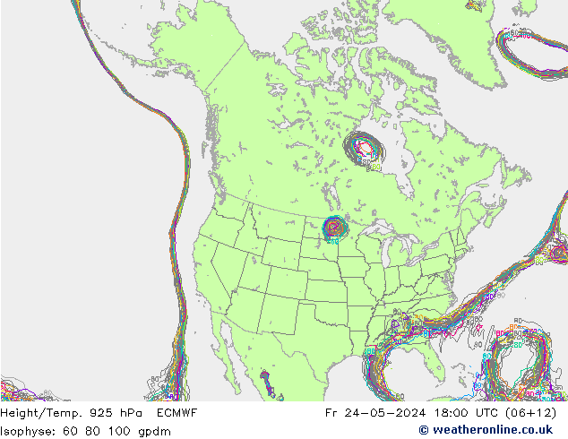 Height/Temp. 925 hPa ECMWF Sex 24.05.2024 18 UTC