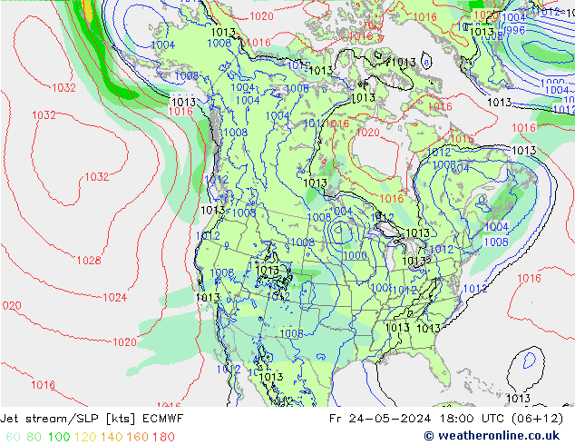 Prąd strumieniowy ECMWF pt. 24.05.2024 18 UTC